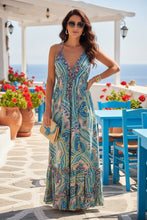 Load image into Gallery viewer, Halter Neck Dress Blues, Peach, Yellow And Gold