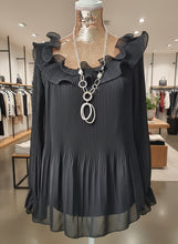 Load image into Gallery viewer, Black Pleated Frill Top