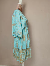 Load image into Gallery viewer, Turquoise And Gold Boho Dress