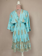 Load image into Gallery viewer, Turquoise And Gold Boho Dress