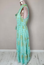 Load image into Gallery viewer, Adalina  Aqua Maxi Dress