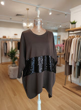 Load image into Gallery viewer, Chocolate Brown Sequin Zip Top