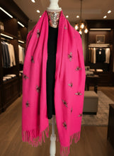 Load image into Gallery viewer, Hot Pink Soft Fringed Bee Scarf