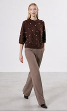 Load image into Gallery viewer, Soft Brown Short Sleeve Pearl Jumper
