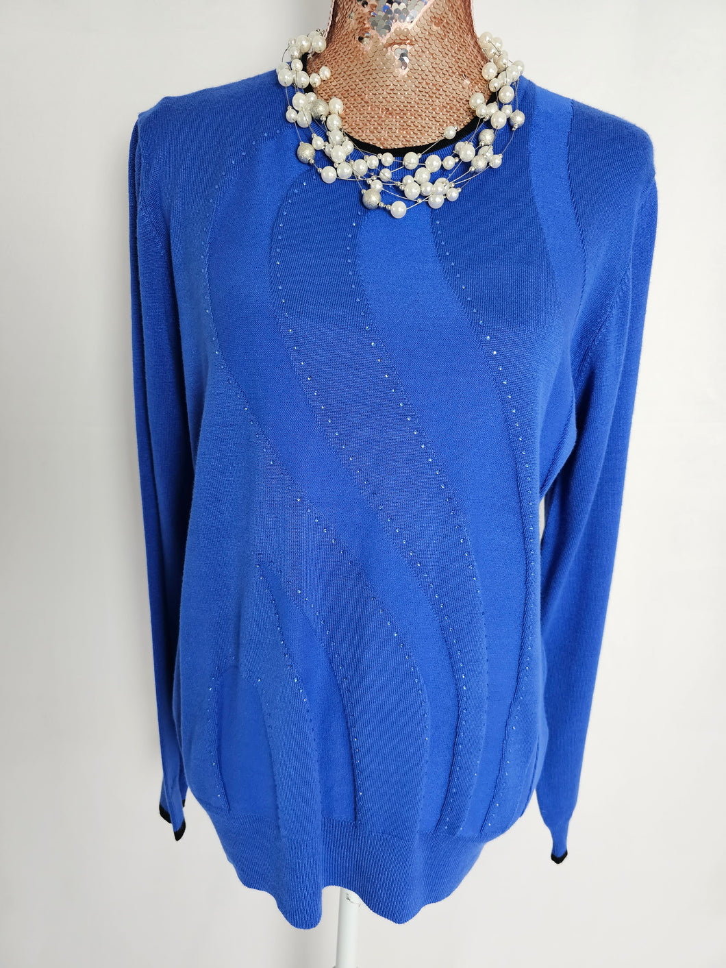 Soft Royal Blue Jewl Front Design Jumper 12/16