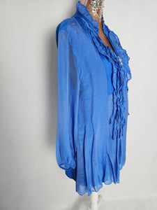 Royal Blue Silk Mix Tassel Top