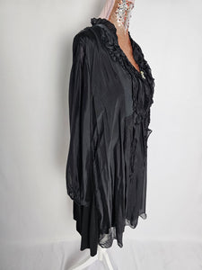 Black Silk mix Tassel Dress