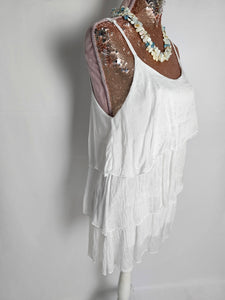 White Silk Layered CamI Top