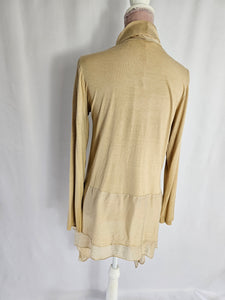 Gold Open Front Silk Mix Cardi