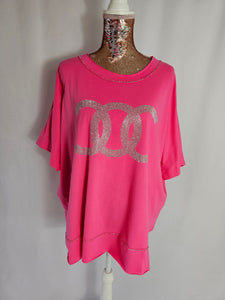Pink Silver Studded CC T/Shirt