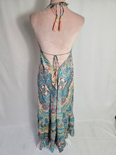 Load image into Gallery viewer, Halter Neck Dress Blues, Peach, Yellow And Gold
