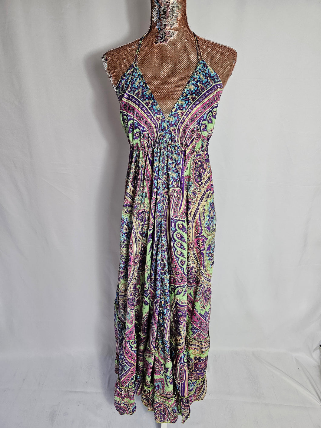 Halter Neck Purples, Green , Pink And Gold