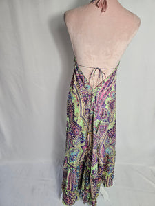 Halter Neck Purples, Green , Pink And Gold