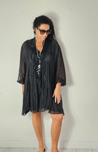 Load image into Gallery viewer, Black Silk mix Tassel Dress
