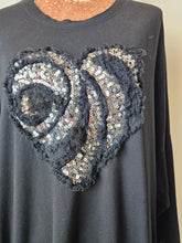 Load image into Gallery viewer, Black Love Heart Sequin Sweat Top
