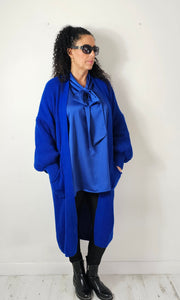 Royal Blue Pussy Bow Blouse