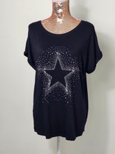 Load image into Gallery viewer, Black Silver Studded Star T/Shirt
