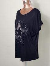 Load image into Gallery viewer, Black Silver Studded Star T/Shirt
