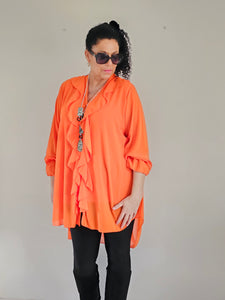 Orange Long Frill Blouse