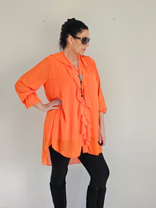 Orange Long Frill Blouse