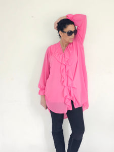 Beautiful Pink Front Frill Blouse