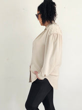 Load image into Gallery viewer, Beige Pearl Shoulder Blouse
