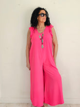 Load image into Gallery viewer, Pink Frill Cat Sleeve Jumpsuit

