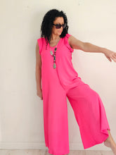 Load image into Gallery viewer, Pink Frill Cat Sleeve Jumpsuit
