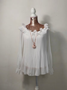 White Frill Shoulder Top