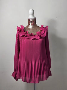 Fuchsia Frill Shoulder Top