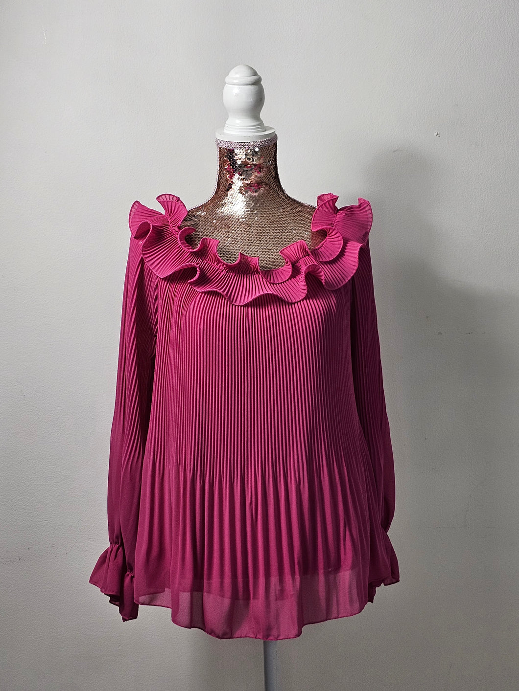 Fuchsia Frill Shoulder Top