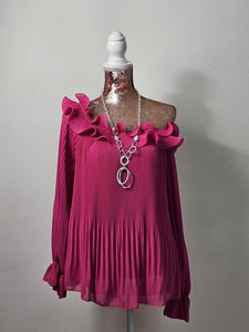 Fuchsia Frill Shoulder Top