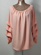 Load image into Gallery viewer, Peach Ruched Sleeve Blouse
