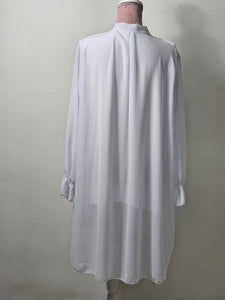 White Long Frill Front Blouse