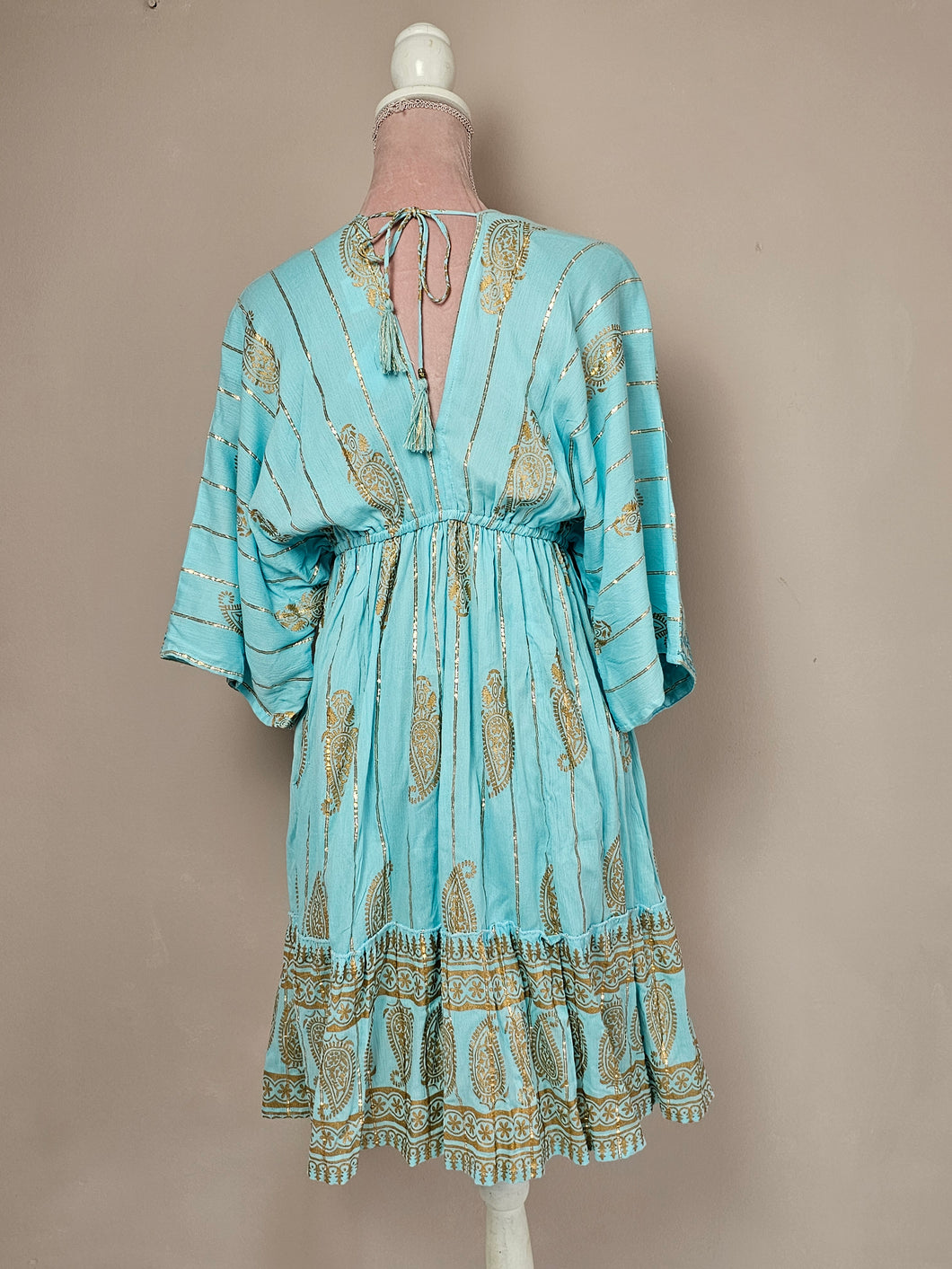 Turquoise And Gold Boho Dress