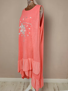 Coral Frill You Are My Love Dress