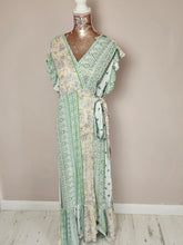 Load image into Gallery viewer, Esme Green Multi Colour Wrap Around Dress
