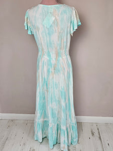 Marcella Aqua White Beige Maxi Dress