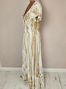 Beatrice Beige And White Maxi Dress