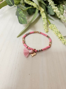 Pink Love Heart Gemini Braclet
