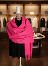 Load image into Gallery viewer, Hot Pink Soft Fringed Scarf
