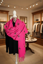 Load image into Gallery viewer, Hot Pink Soft Fringed Bee Scarf
