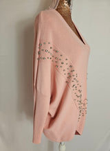 Load image into Gallery viewer, Blush Pink Batwing Diamond Jumper
