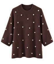 Load image into Gallery viewer, Soft Brown Short Sleeve Pearl Jumper
