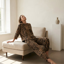 Load image into Gallery viewer, Leopard Print Barrel Leg  Mocha  Two Piece Set
