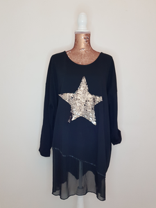 Italian Black sequin star top