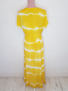 Italian Yellow And White Tie Dye Dress