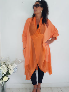 Beautiful Italian Orange Part Silk And Viscose Top