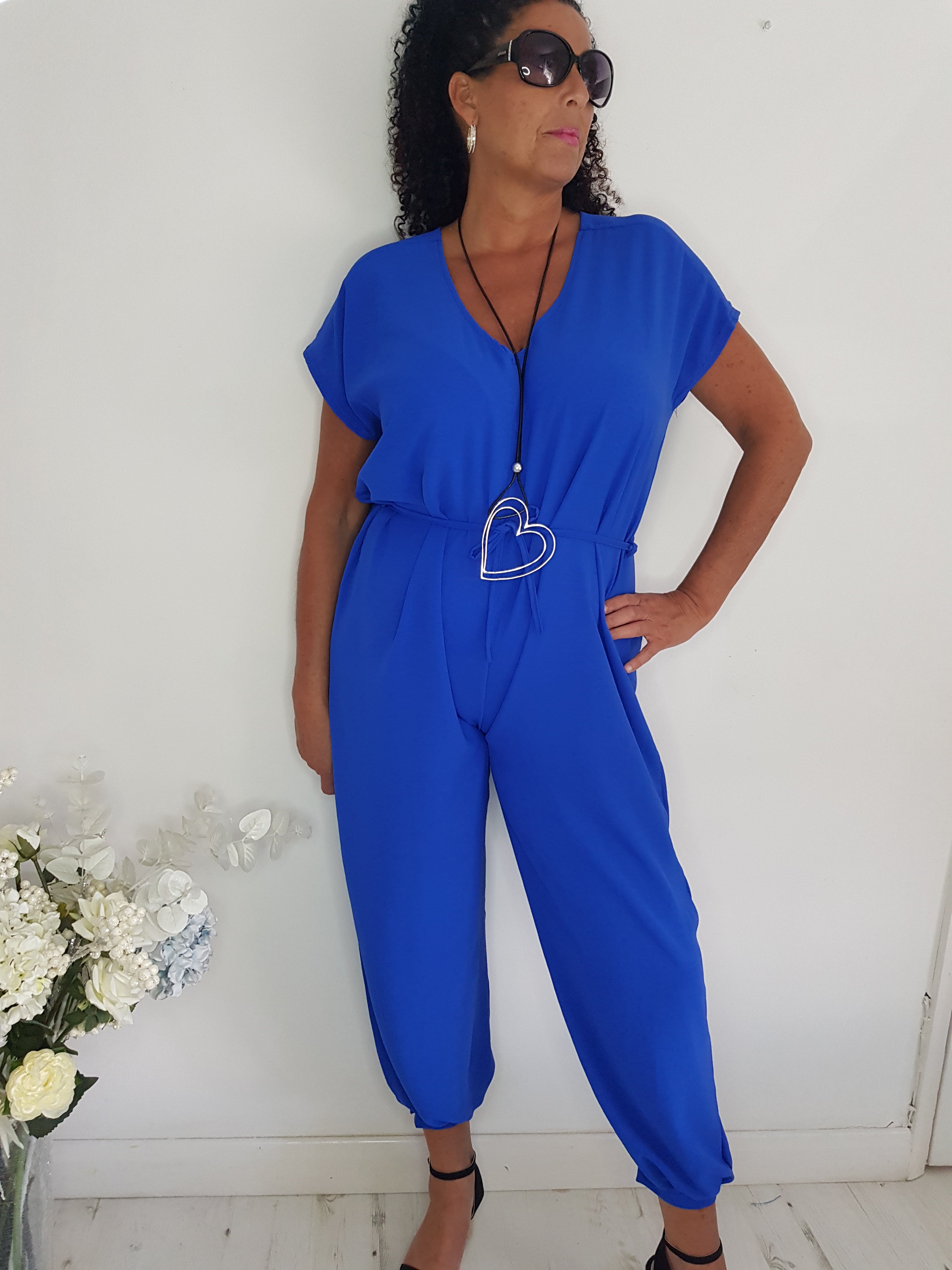 Royal blue romper outlet dress