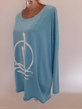 Load image into Gallery viewer, Italian Light weight turquoise Graffiti top

